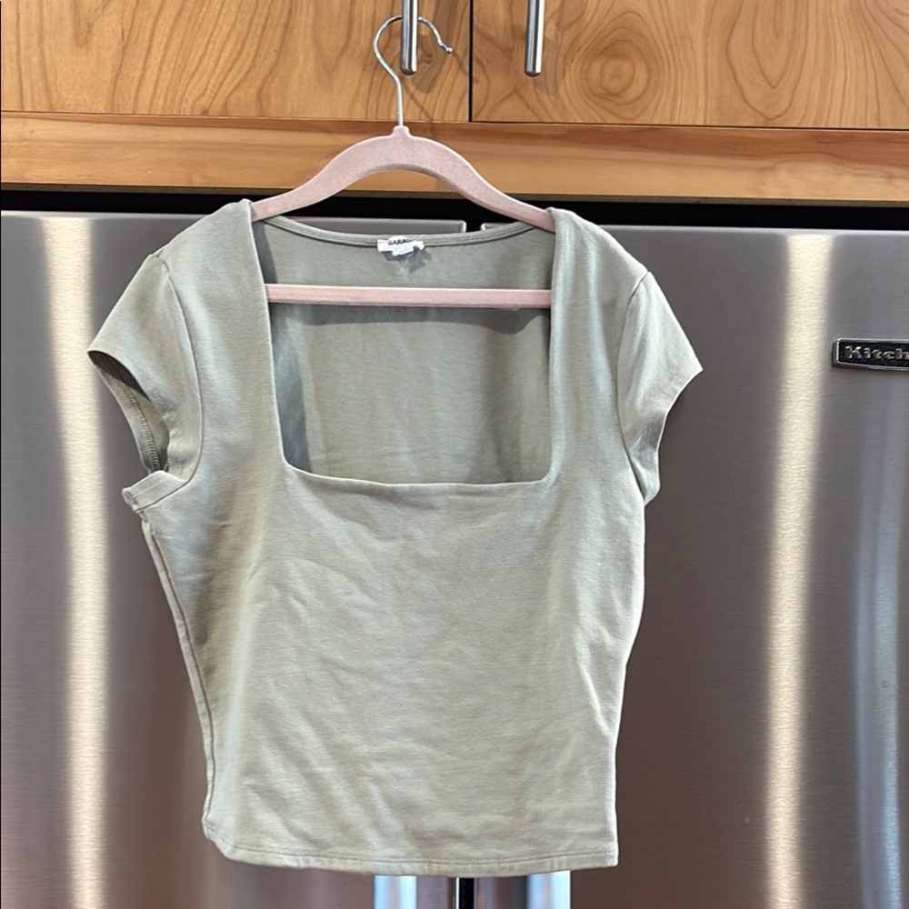 Garage Sage Green Square Neck Crop Top
